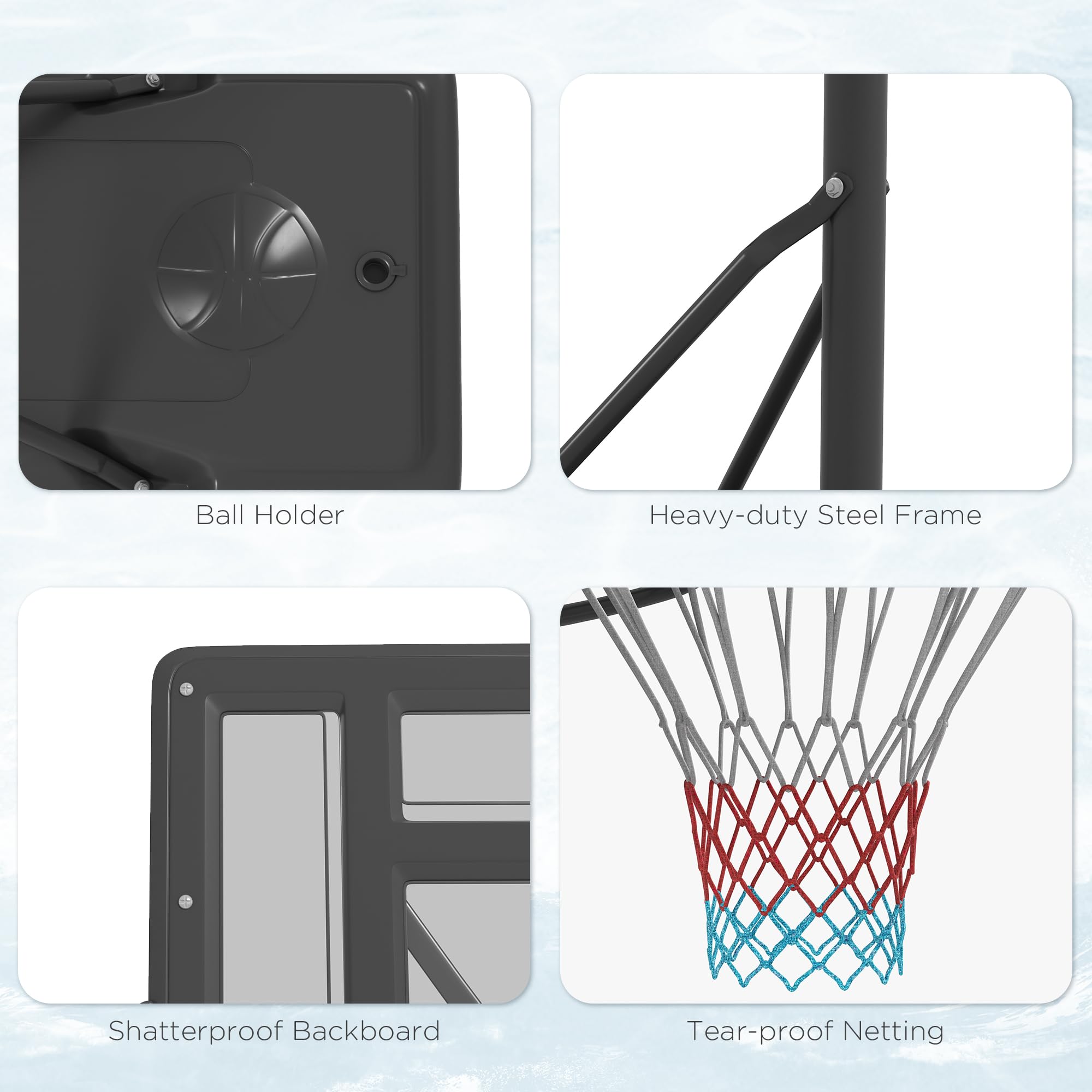 Portable Basketball Hoop, 7.5 10FT Height Adjustable Swimming Pool Basketball Goal with 43.25