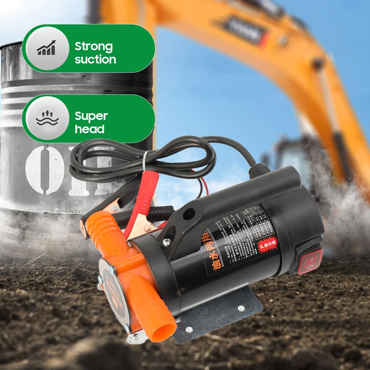 Dieselpumpe 12V 380W Ölabsaugpumpe Ölpumpe Absaugpumpe Kraftstoffpumpe Ölwechsel Selbstansaugend Ölförderpumpe für eine Autobatterie Heizölpumpe zum Motoröl Heizöl für Motorrad Auto, 60L/Min