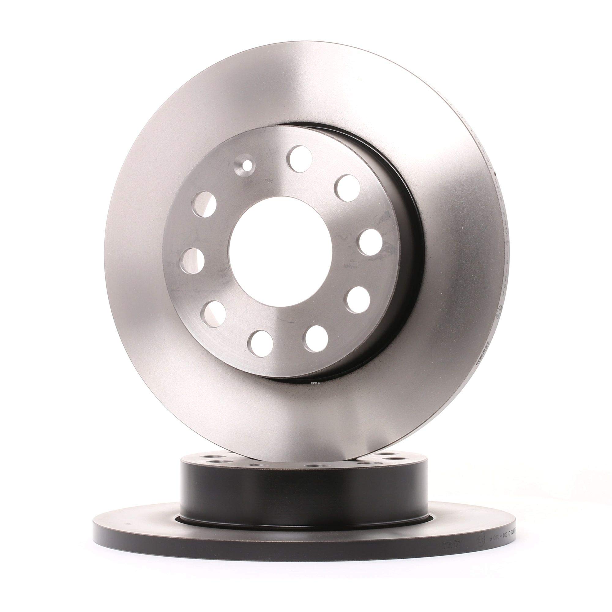 2x TRW Disco de freno Trasero Ø256mm Altura: 48,6mm Espesor: 12mm Corona de Agujeros - Ø: 112mm macizo DF4271 Compatible con VW Golf 6 5K1 Golf 5 Hatchback 1K1 TOURAN 1T1, 1T2, AUDI A3 Sportback 8PA