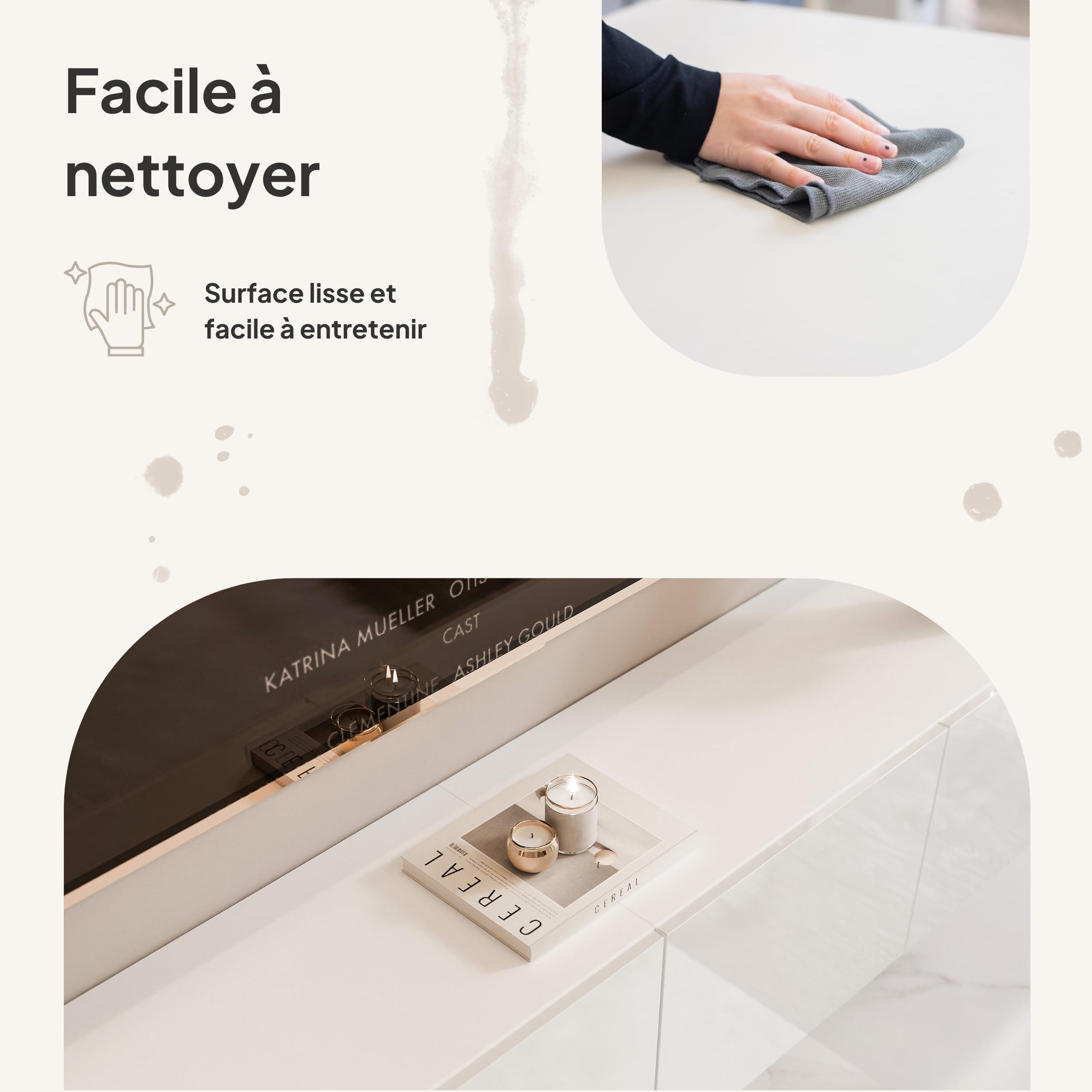200 cm Meuble TV Suspendu 200 cm avec Rangement et LED - Meuble TV Mural avec 4 Compartiments Spacieux