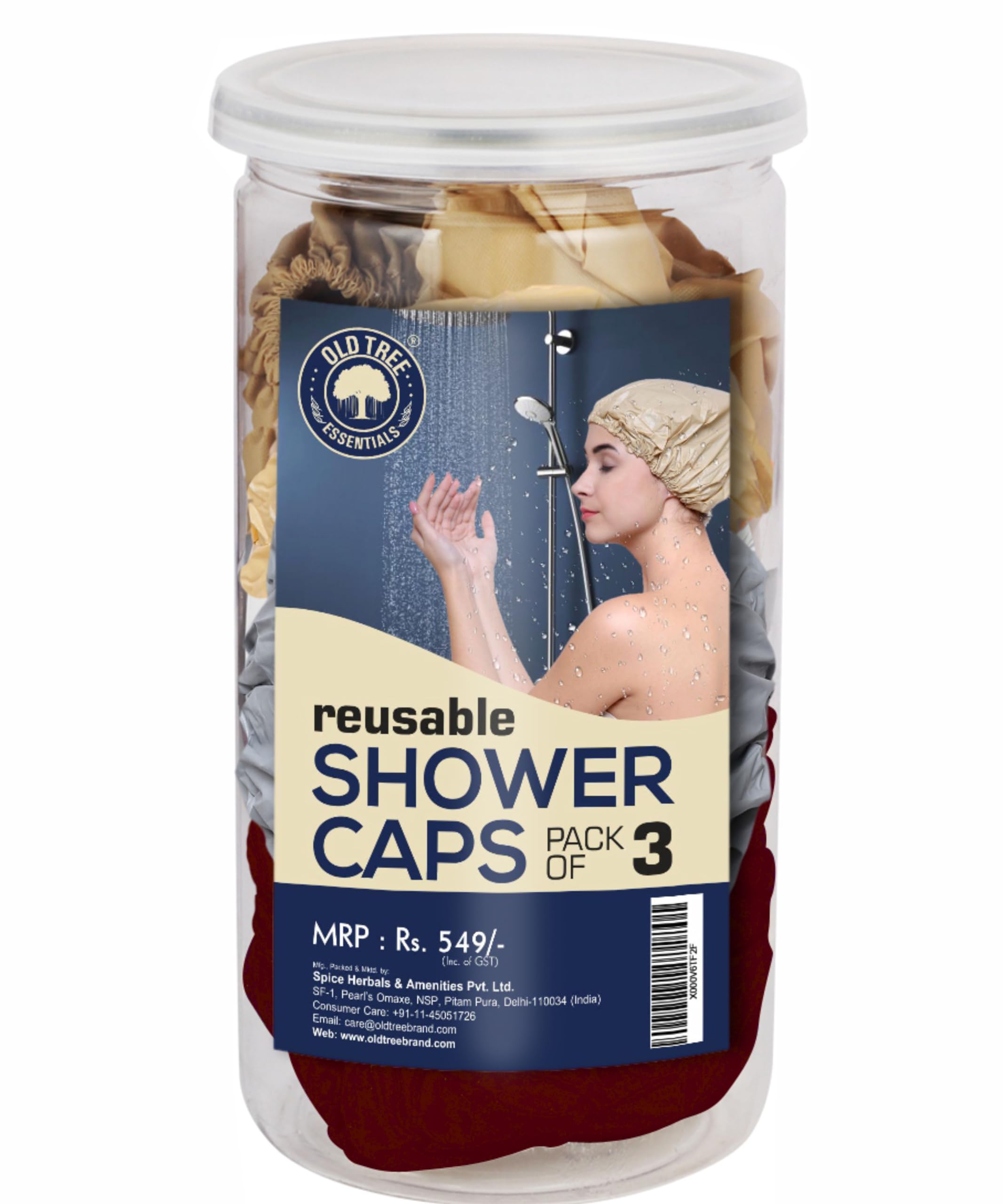 Old Tree Universal Reusable Shower Caps – Pack of 3 | Waterproof Floral Printed Bath Caps with Soft Elastic | Durable, Comfortable Hair Protection for Shower, Spa, Makeup & Travel-image-22