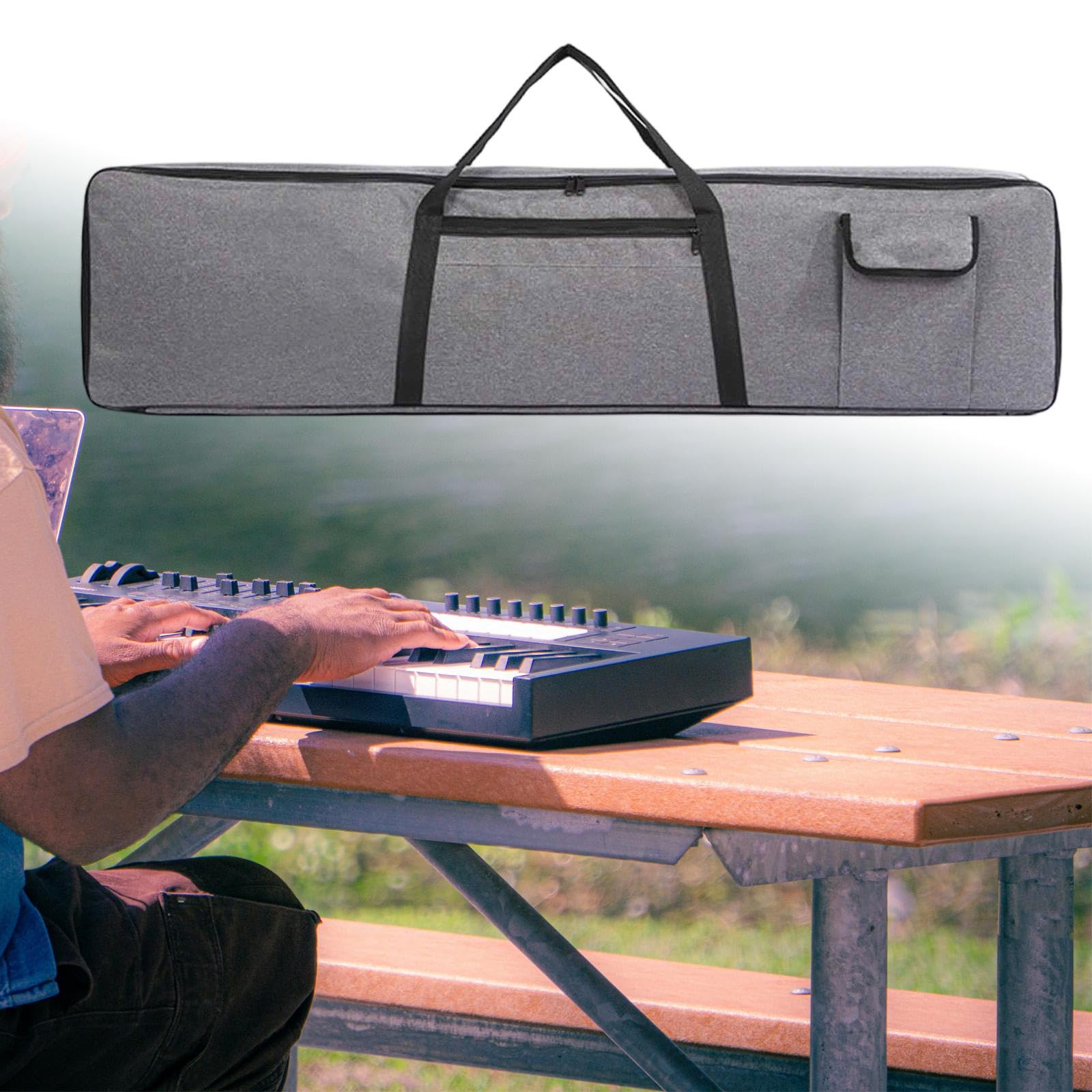 Funda para Teclado Electrónico con Manija Reforzada Bolsa Externa Diseño Acolchado y Doble Cremallera Suave Impermeable y Resistente a Golpes, 88 Keys S