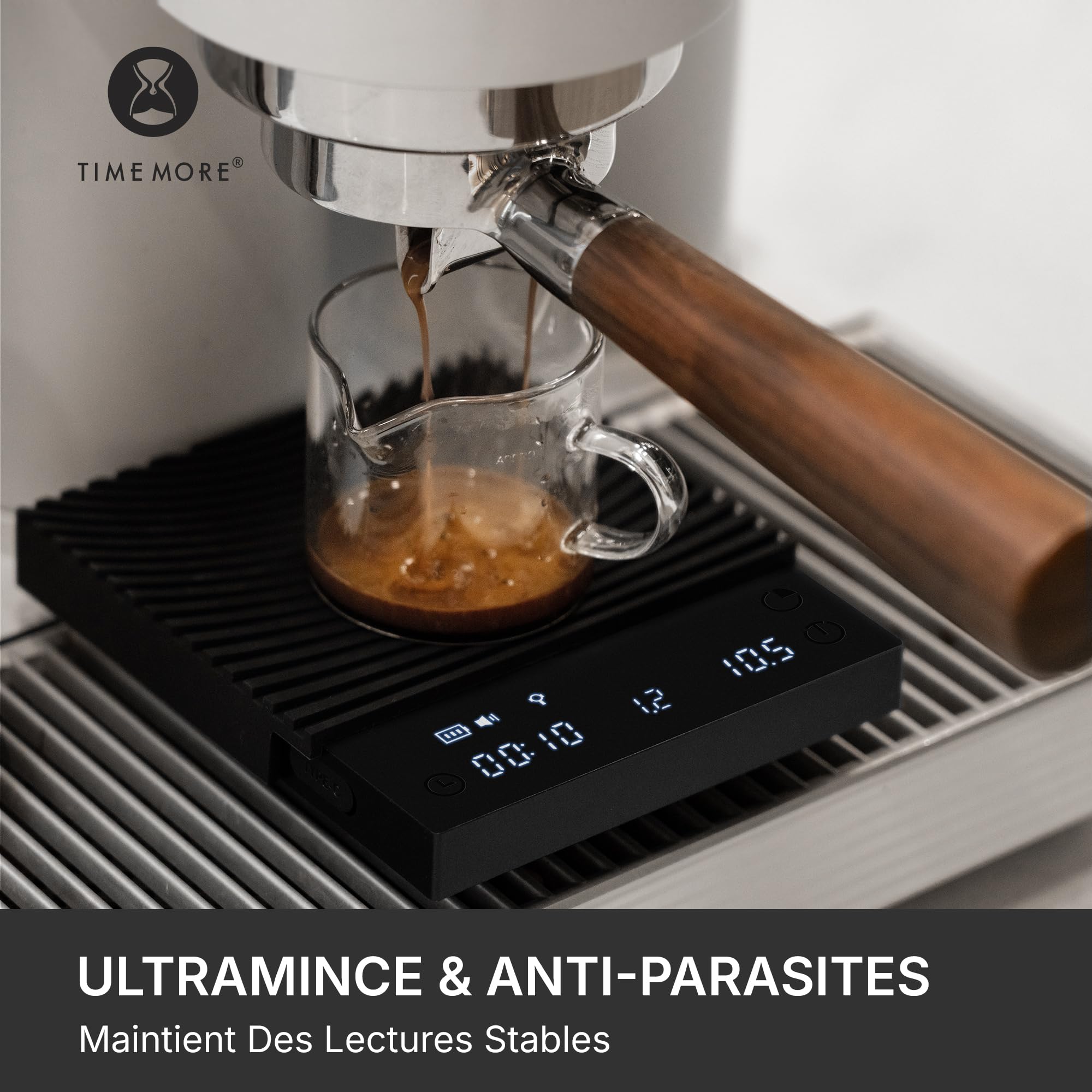 TIMEMORE Black Mirror Basic 3 Balance à café Pour-Over & Espresso, Minuterie, Haute précision 0,1g jusqu'à 2kg, 3 modes & fonction débit et ratio café/eau, Batterie 1600mAh, USB-C, Noir