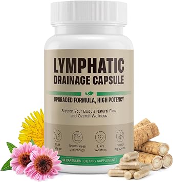 Lymphatic Drainage Capsules Natural Herbal Supplement for Immune Health & Fluid Balance Support Lymphatic System Cleansing and Circulatory with Echinacea Dandelion Cleavers 60 Capsules