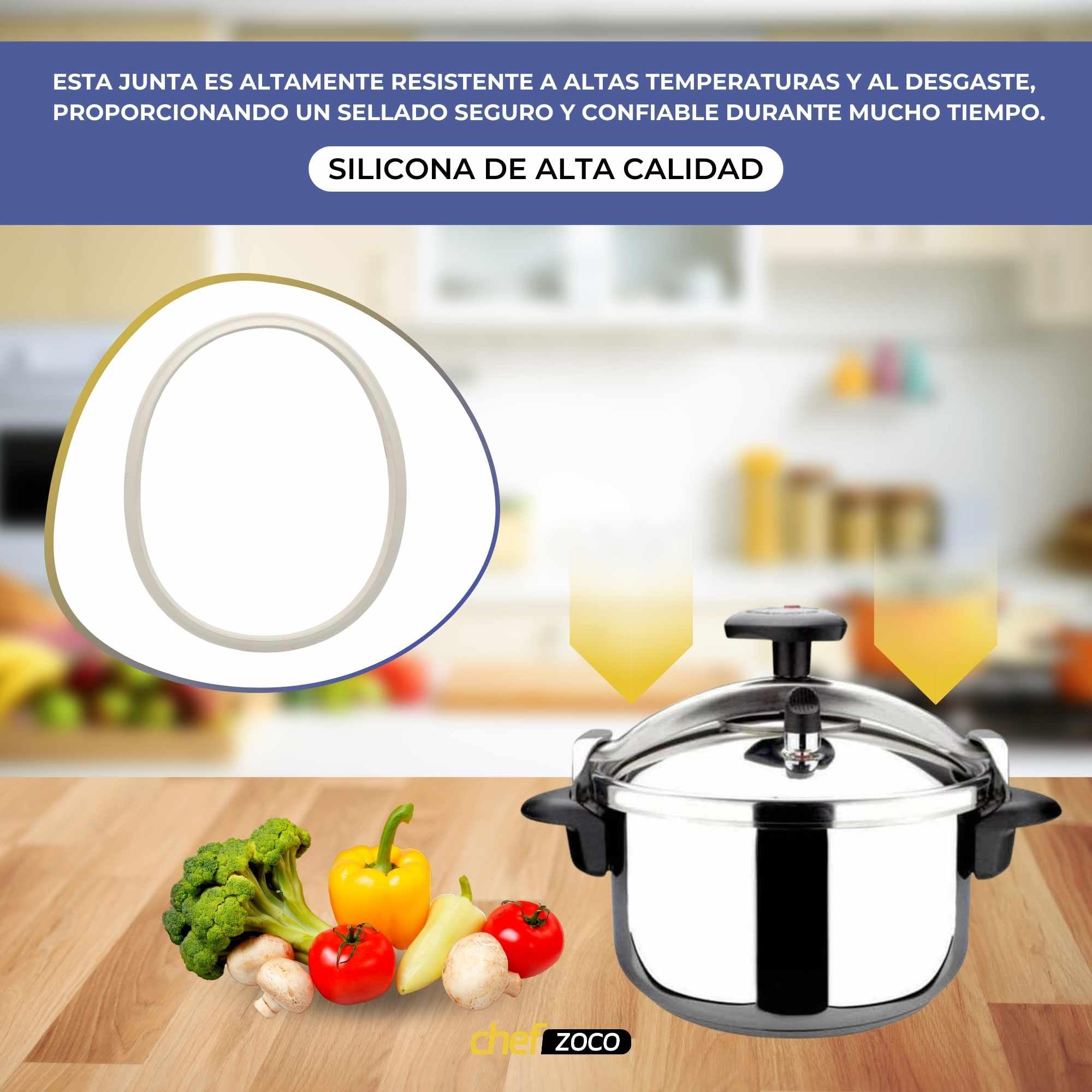 Junta de Silicona para Olla a Presión CHEFZOCO 22 cm Interno 24.5 cm Externo