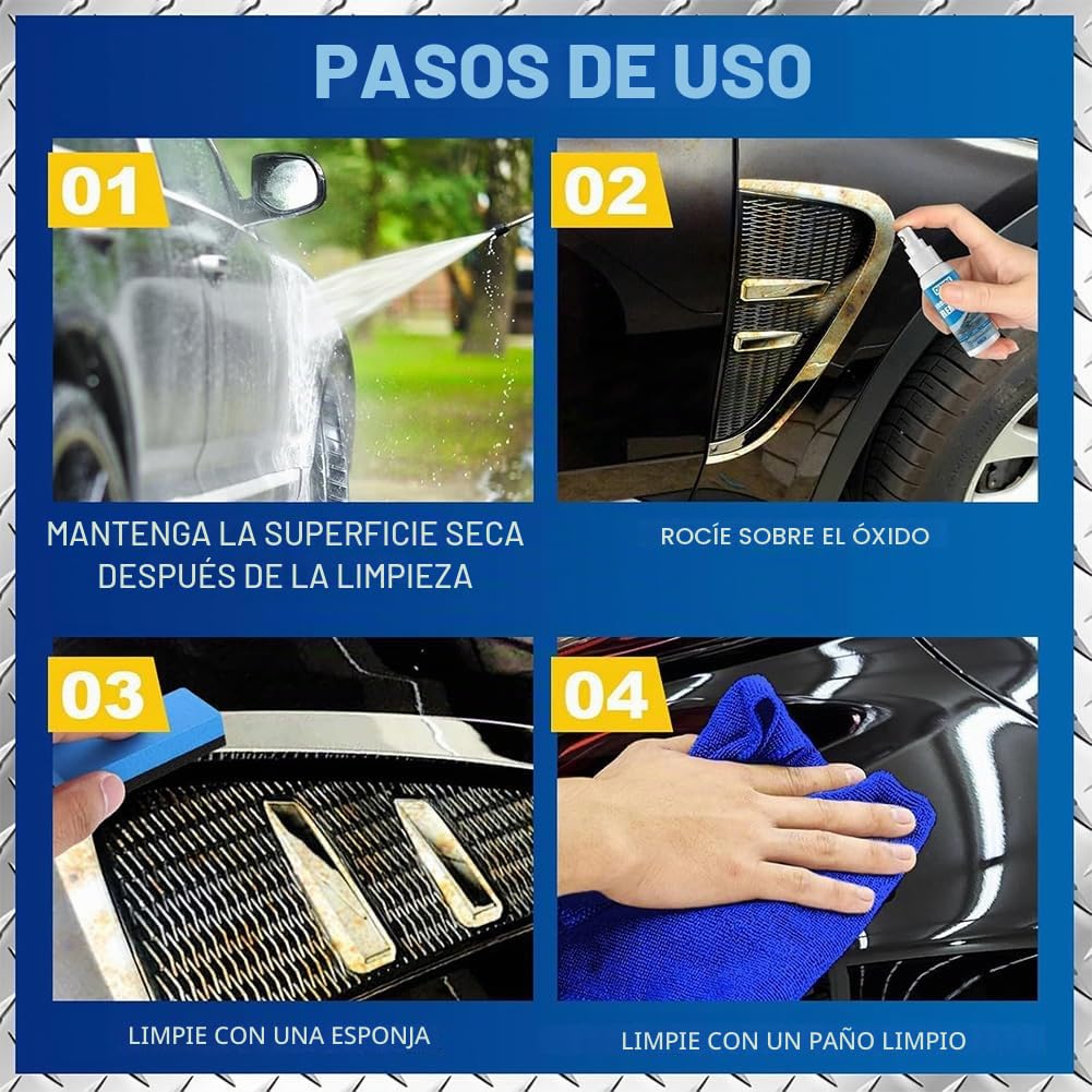 Multi-Functional Quick-Acting Rust Removal Spray, Portable Rust Remover Spray for Metal, Iron Powder Remover Sprays, Fast-Acting Formula & Easy Application, for Cars Metal Surfaces (100ml*3pcs)