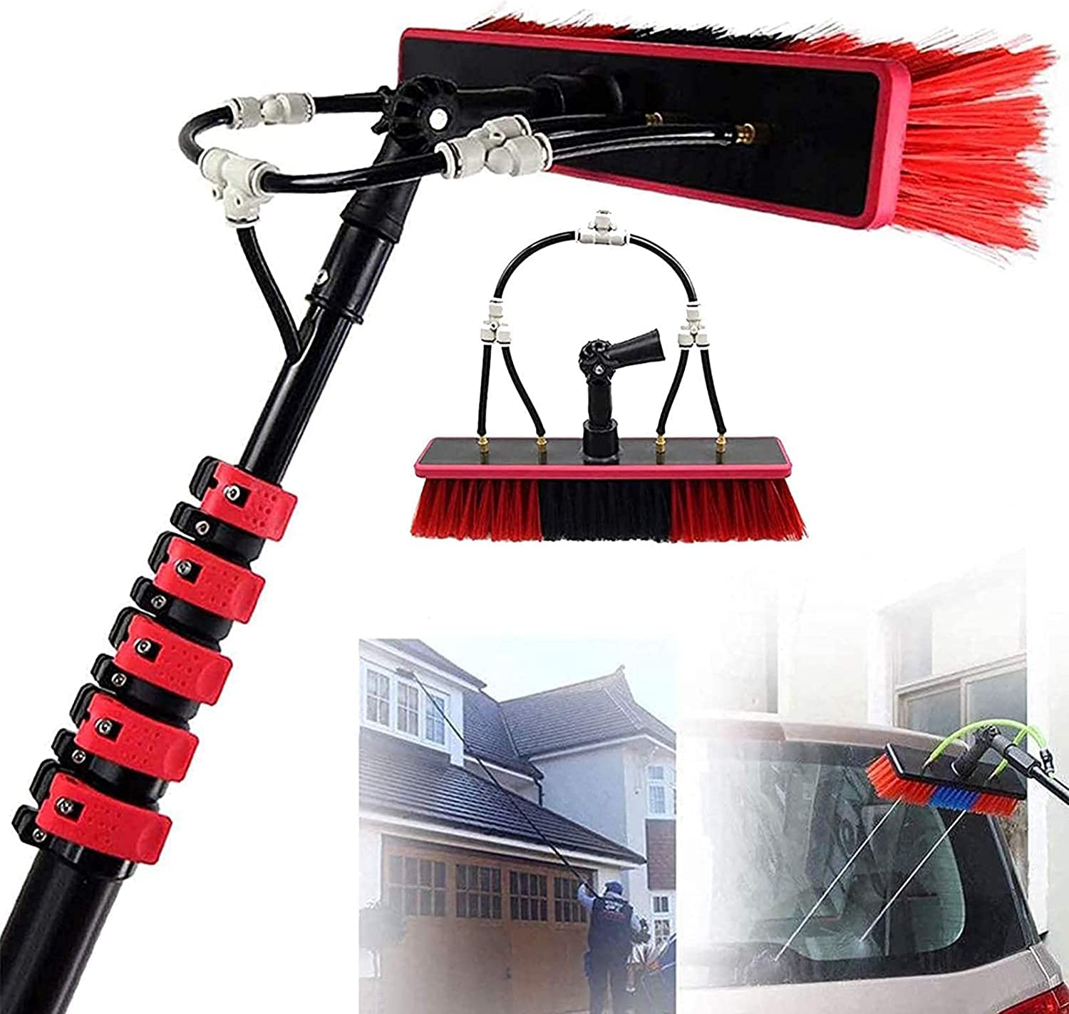 GTHTUHFD Cleaning Kit 3.6-11M Photovoltaic Solar Panels Cleaner Kit Water Fed Telescopic Brush Cleaner Brush Window Cleaning Water Fed Poles Solar Panel Cleaner Cleaning Tool,18ft/5.4m