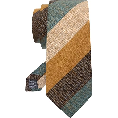 Mens Ties 2.56'' Cotton Ties Plaid Striped Neckties for Men Business Graduation Wedding