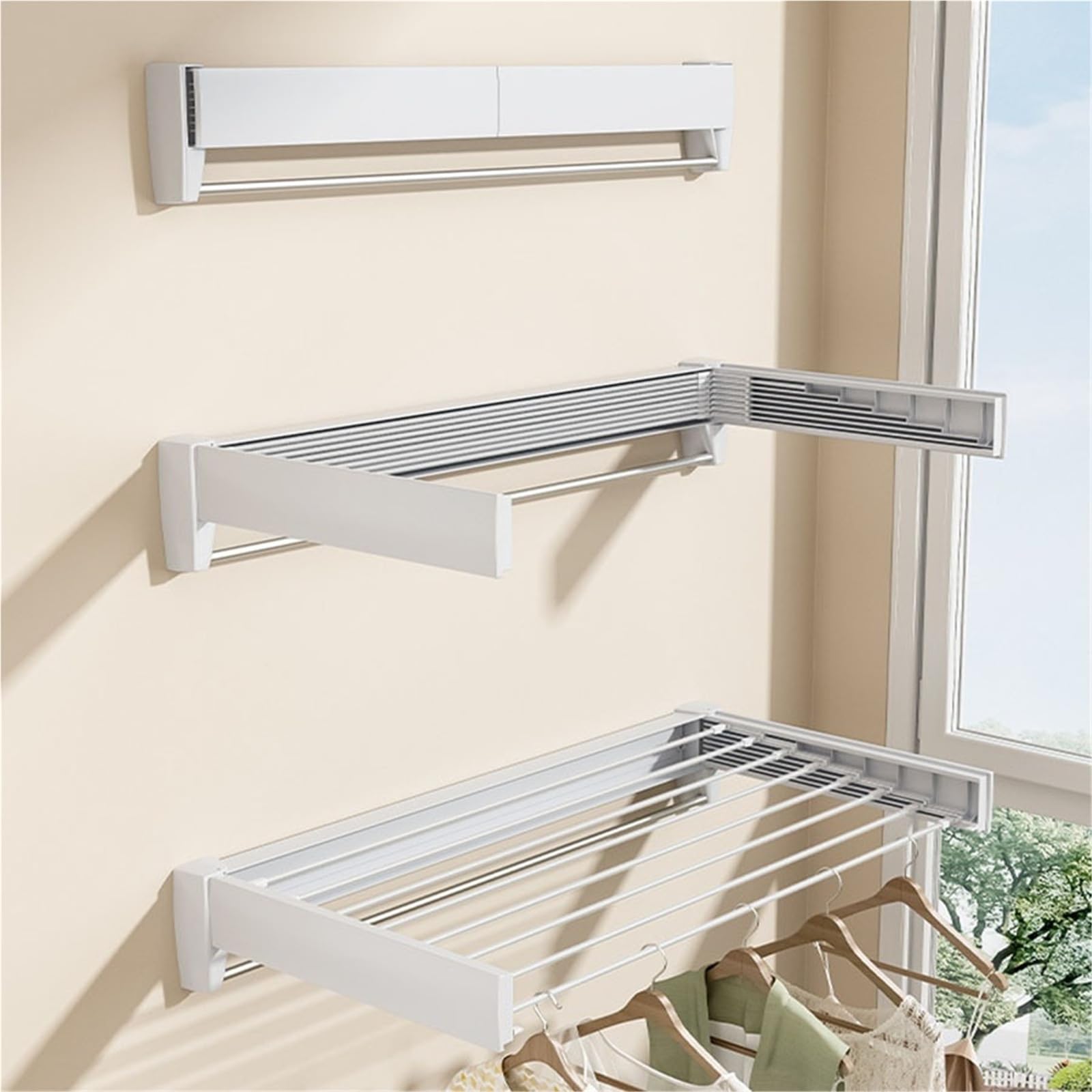 Wandmontierter Wäschetrockner An der Wand montierter Teleskop-Wäschetrockner, Handtuchhalter im Badezimmer, Innenbalkon, Erkerfenster