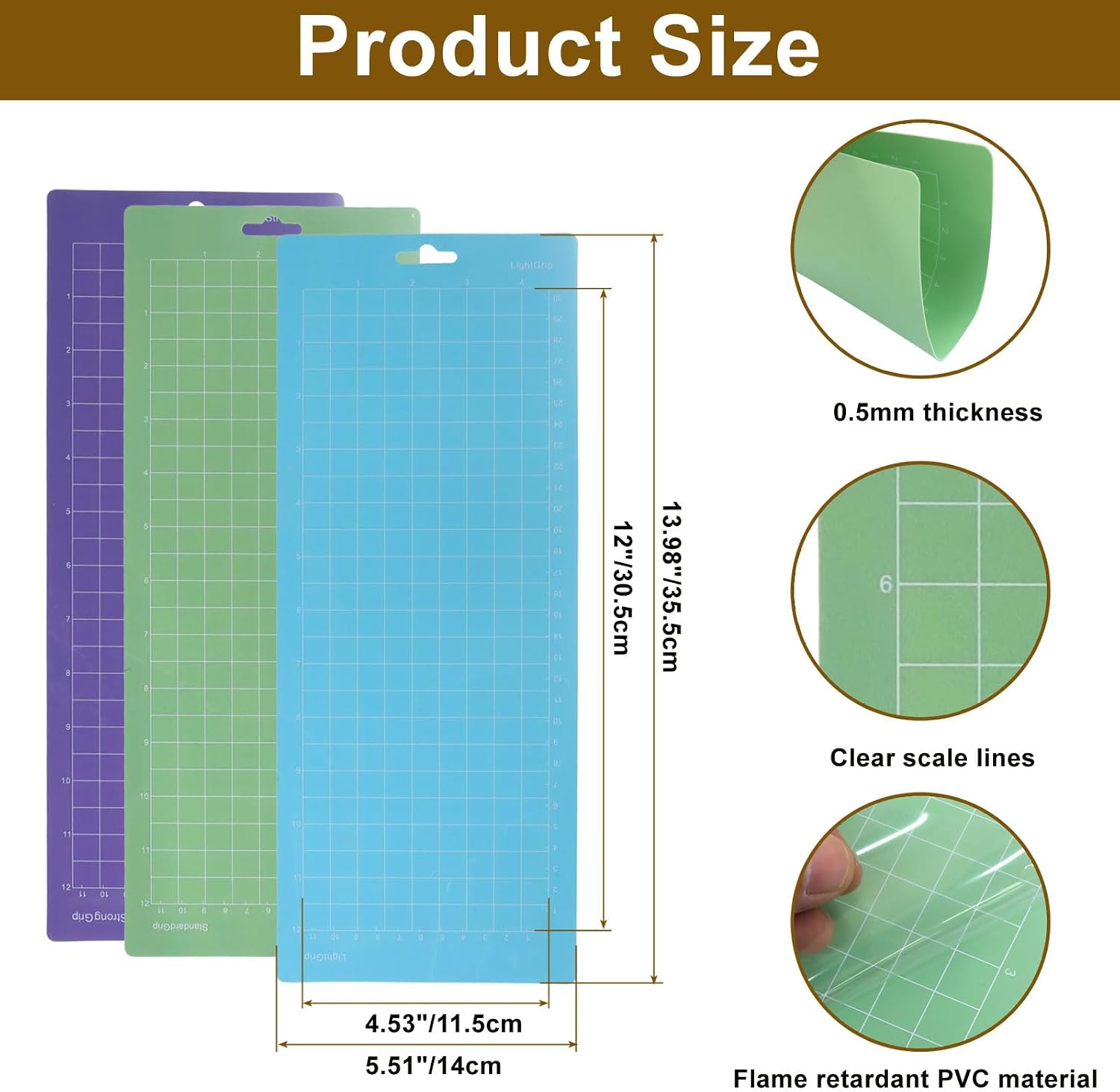 Cutting Mat, 3 Pack, 4.5x12 Inch