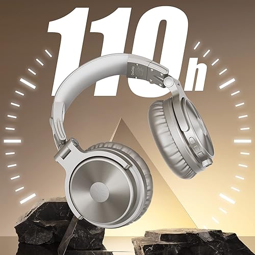 Miniatura 4 de OneOdio Auriculares Bluetooth sobre la oreja, 110 horas de sonido estéreo inalámbricocon cable, auriculares plegables con graves profundos