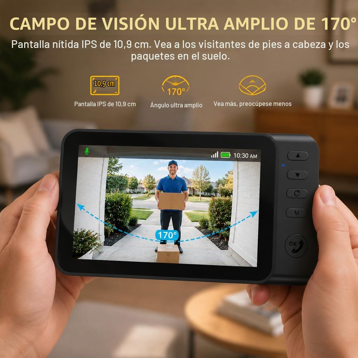 TKMARS Timbre Inalámbrico con Cámara y 4.3" Pantalla, 1080P Videoportero Exterior Impermeable, 170° Gran Angular, Detección de PIR, Activación Activa, Visión Nocturna, Video Doorbell para el Hogar