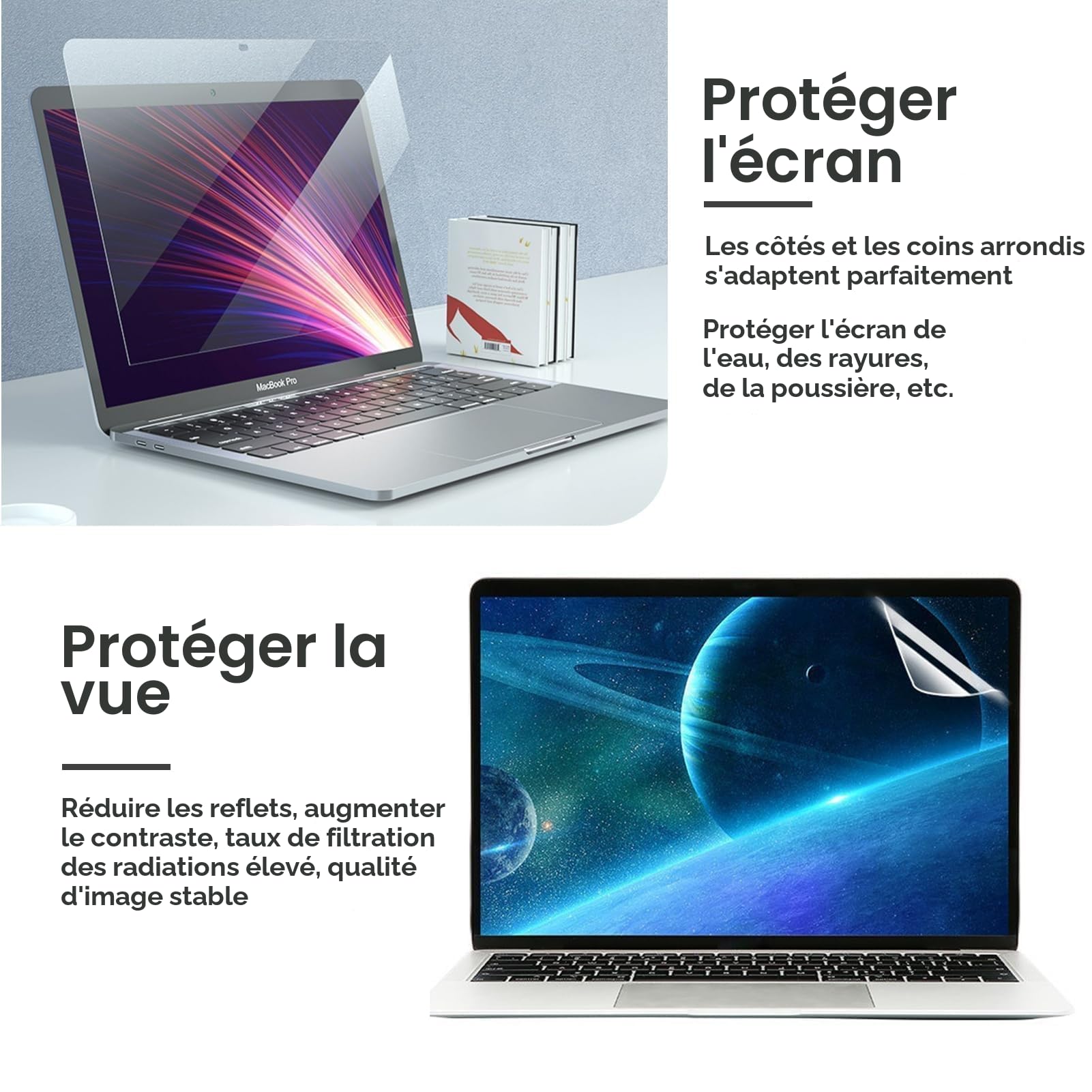Lot de 3 Protection D'écran pour MacBook Air 13 Pouces 2018-2021 M1 A2337 A2179 A1932 et MacBook Pro 13 Pouces M1 M2 A2889 A2251 A2338 A2159 A1706 A1708 A1989