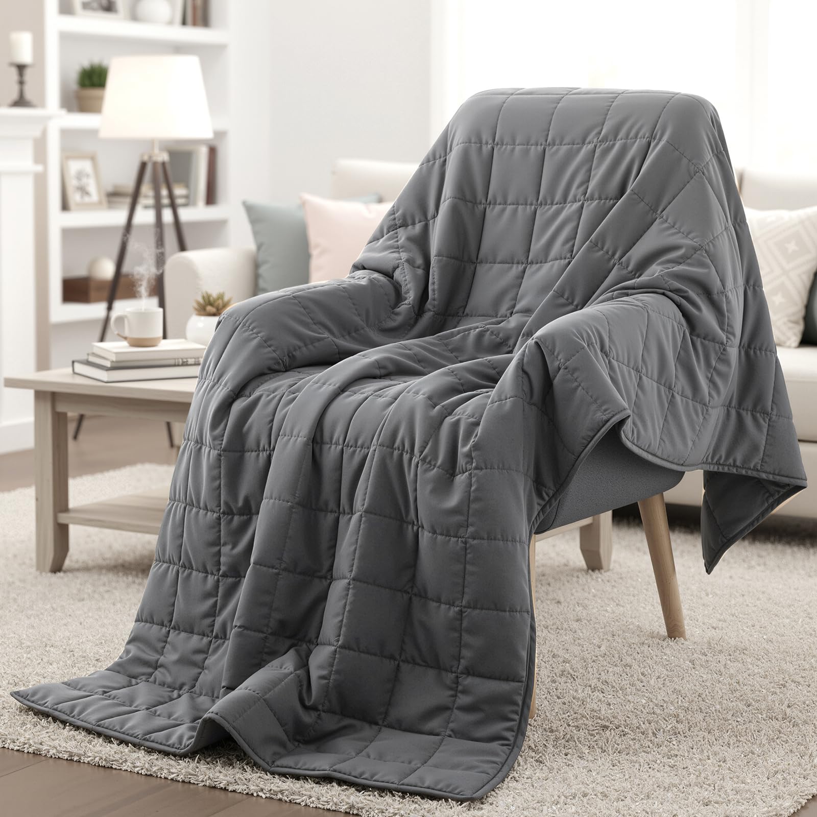 HCOIW Weighted Blanket 15LB 48"x72" Twin Cooling Cotton Machine Wash