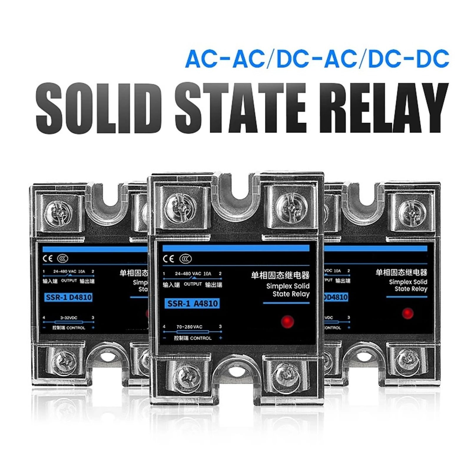 relè a stato solido Modulo relè a stato solido SSR-25DA SSR-40DA SSR-40AA SSR-40DD SSR 10A 25A 40A 60A 80A 100A DD DA AA for il controllo della temperatura PID(AA,SSR-100A)