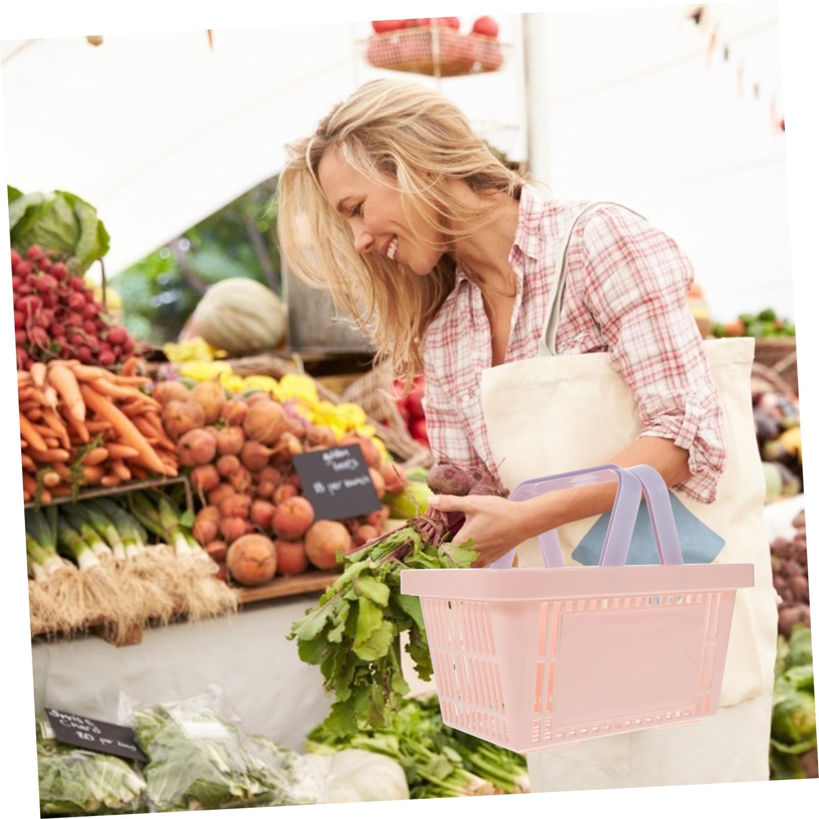 HEMOTON 2piezas Canasta De Almacenamiento Multifuncional Asas Recipiente Para Cocina Supermercado y Picnics Diseño Ergonómico Para Baño y Organizador De Cosméticos
