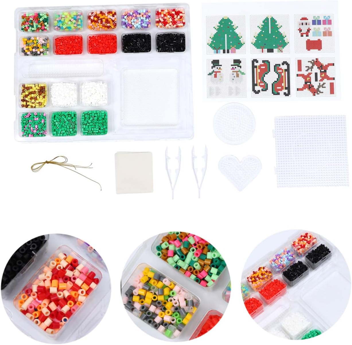 Veemoon Christmas Ornaments Kit Fuse Beads for Boy Girl Creative Holiday Craft Activity Fun Decorations for Parties and Home for Family Bonding and Giving
