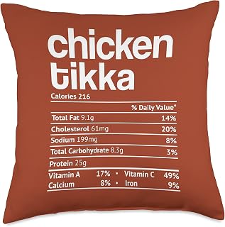 Chicken Tikka Nutrition Fact Funny Thanksgiving Christmas Throw Pillow