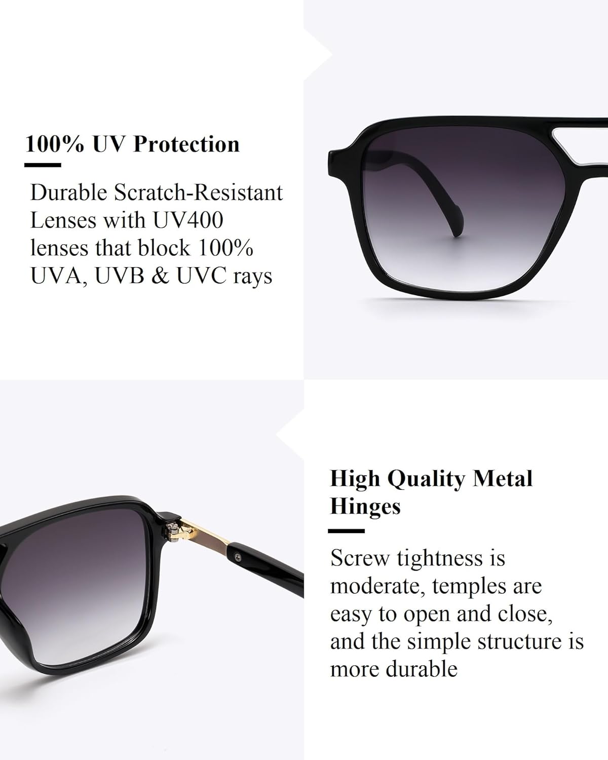 Retro Aviator Sunglasses for Women Men Vintage Square Pilot Sun Glasses Trendy Sunnies - Image 3