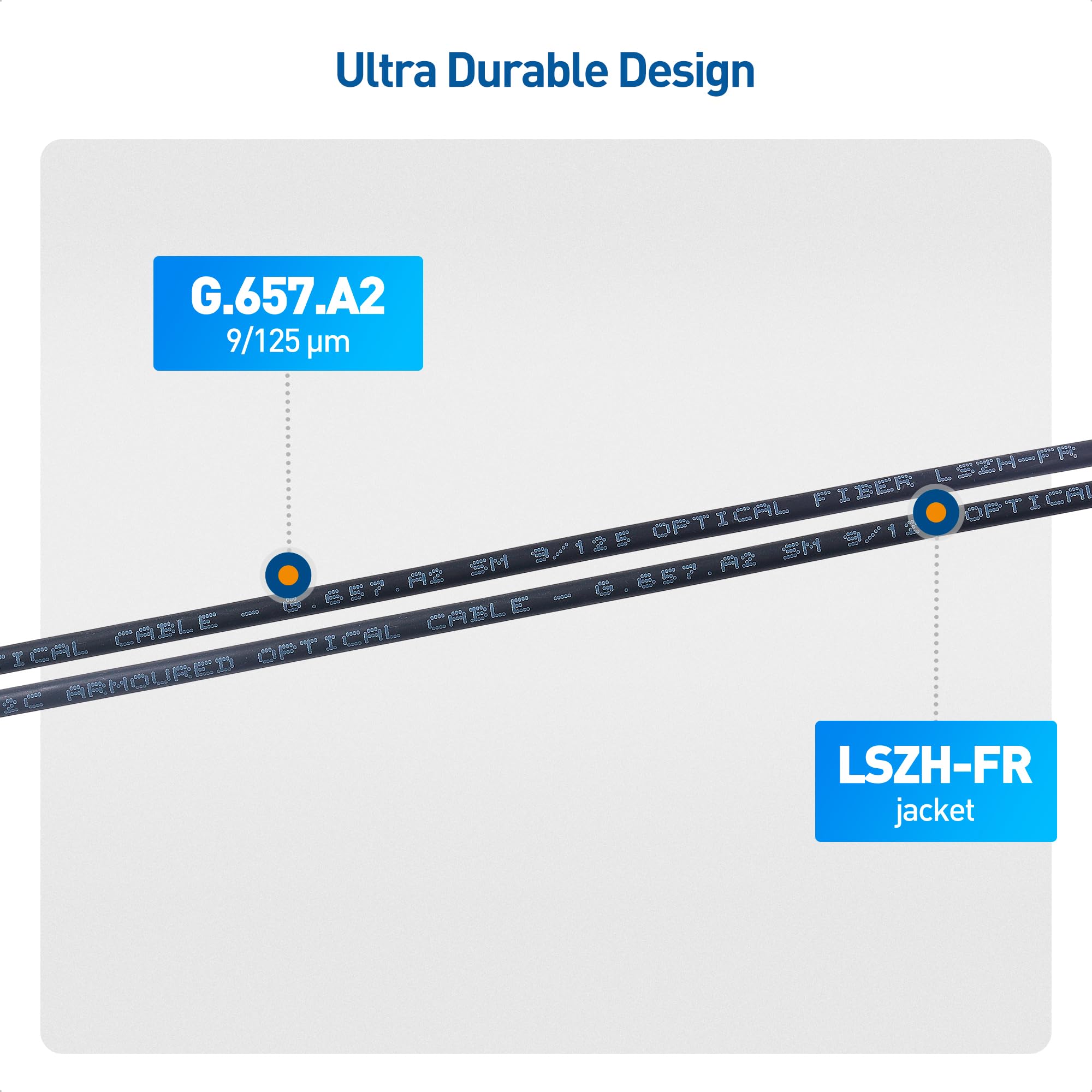 Cable Matters Uniboot OS2 - Cavo patch in fibra corazzata da LC a LC per esterni, 45,7 m, modalità singola duplex 9/125, LSFRZH, supporto diretto per sepoltura con rivestimento resistente ai raggi UV
