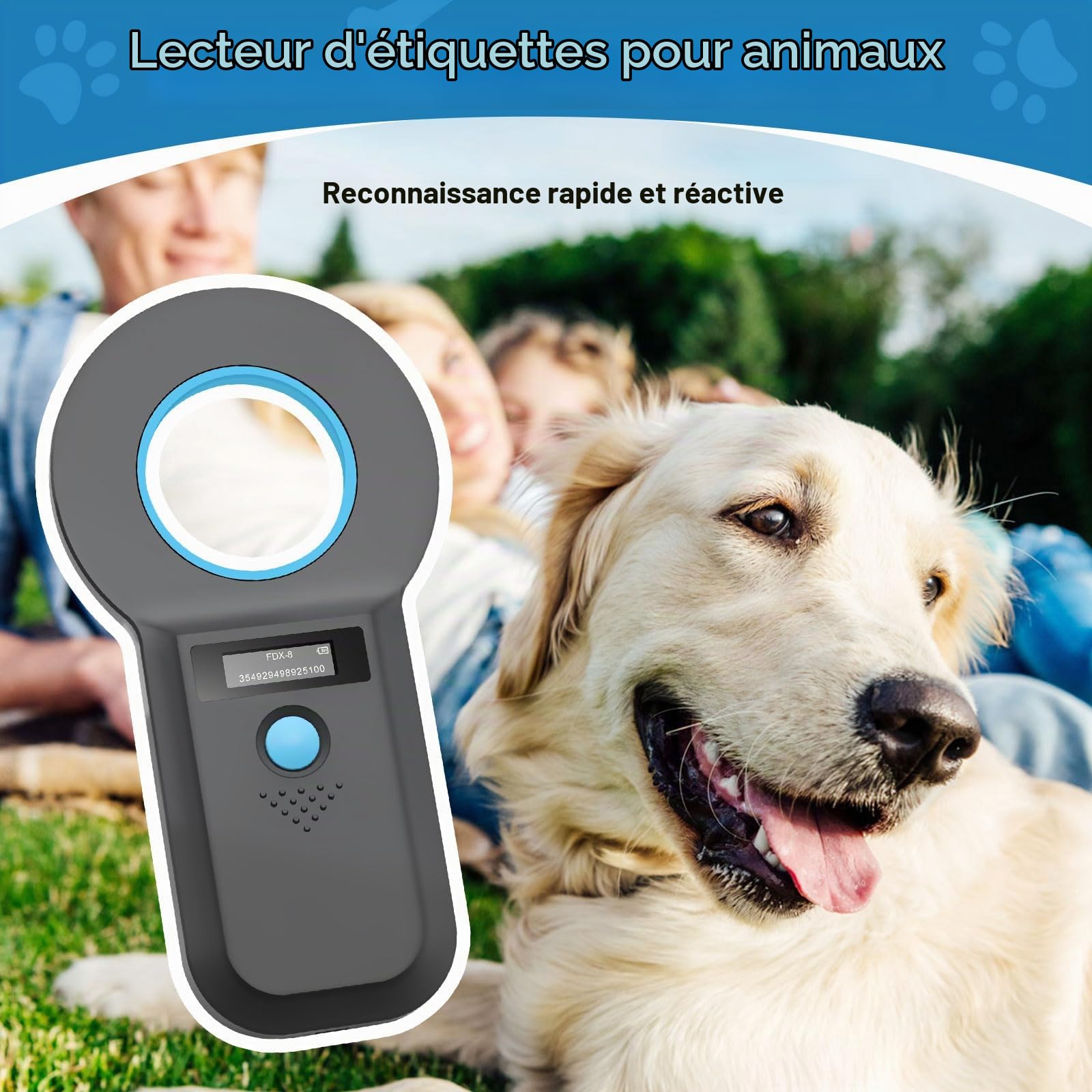 Scanner de Micropuces pour Animaux de Compagnie Bluetooth, Lecteur USB RFID pour Animaux de Compagnie, Rechargeable Scanner de Micropuces OLED pour FDX - B (ISO 11784/11785)/EMID