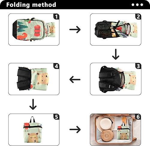 Miniatura 4 de AIXIWAWA Mochila plegable de senderismo con estampado de coche de neón, ligera, impermeable, de gran capacidad, portátil, plegable, para camping,