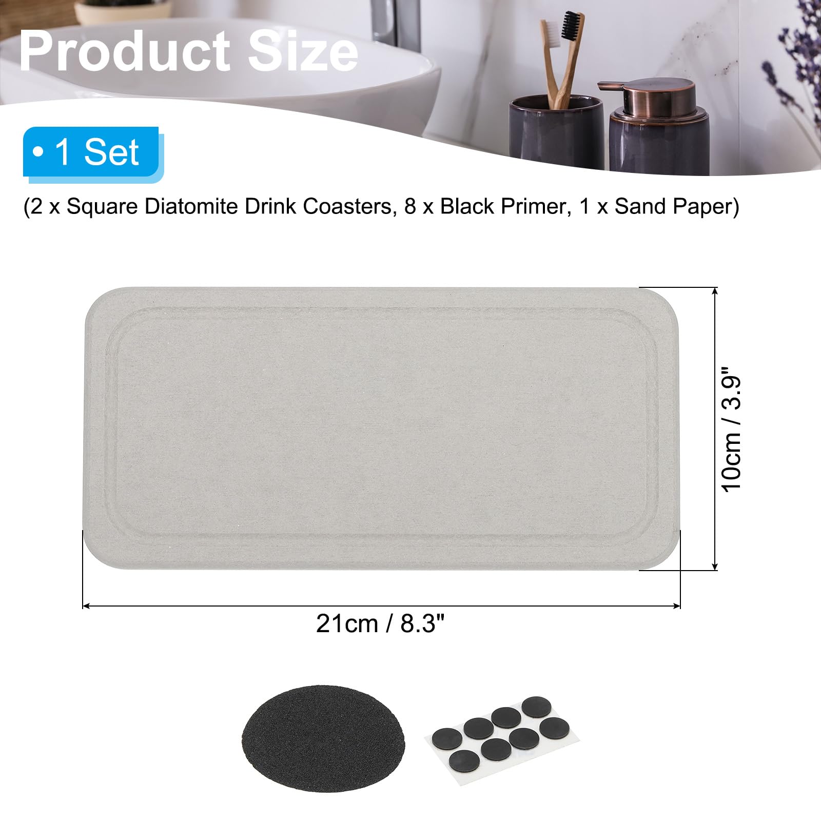 PATIKIL Square Water Absorbent Diatomite Coasters 8.3x3.9inch - Image 2