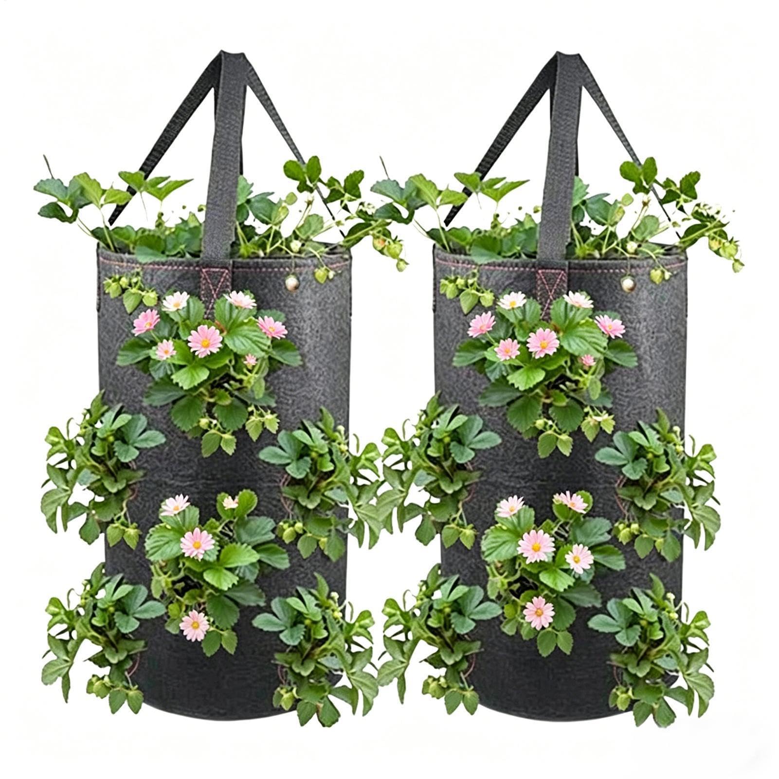 Bolsa de cultivo de fresas transpirable de 3 galones con asa textil reforzada