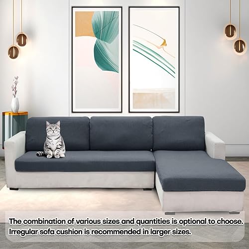 Miniatura 7 de ZNSAYOTX Fundas de cojín individuales elásticas para sofá, sofá biplaza, fundas de asiento de repuesto suave con patrón único protector de muebles