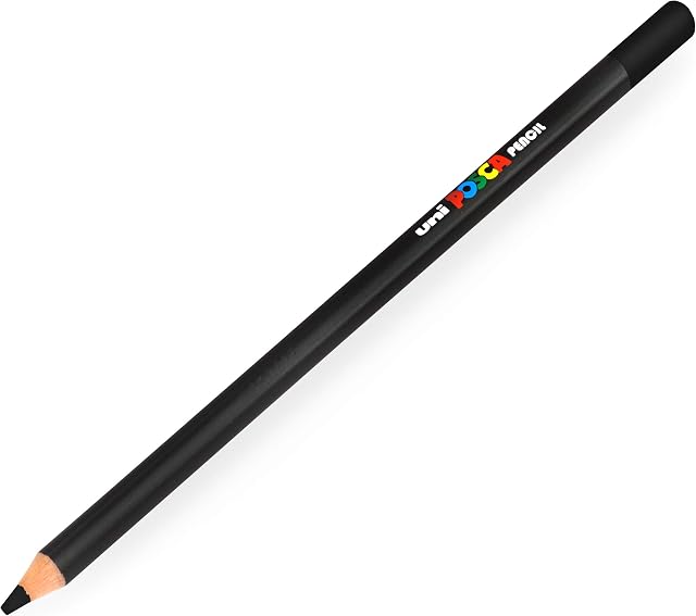 Posca Uni Coloured Pencil - Professional Oil and Wax Colouring Pencil - KPE-200 - Black (24) - Single