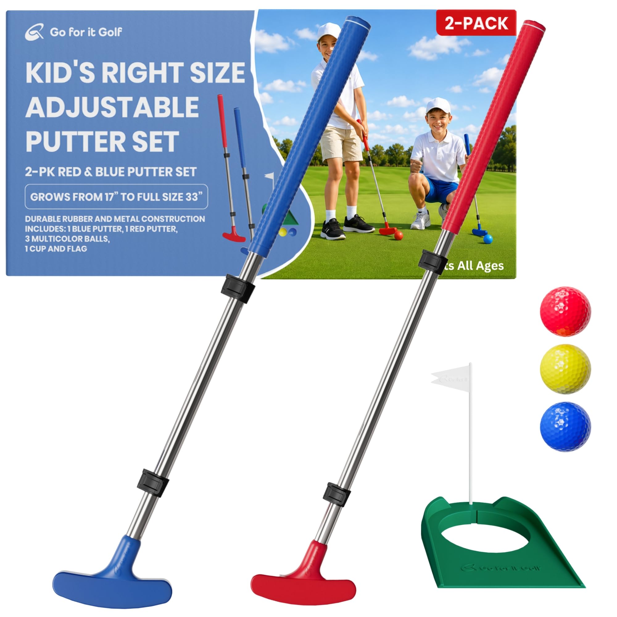 Kids Putter Adjustable Length Junior Golf Club for Boys Girls Ages 2-12