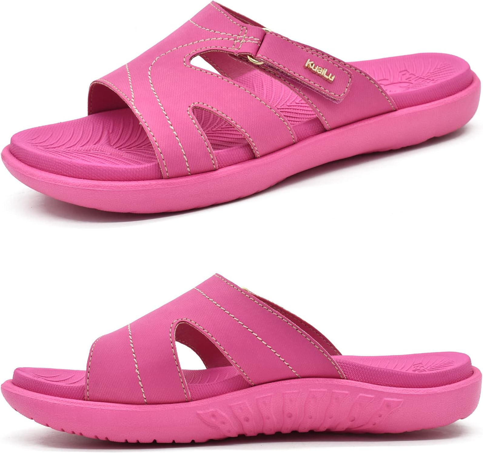 KuaiLu Womens Fashion Orthotic Slides Arch Support Slip On Walking Sandals