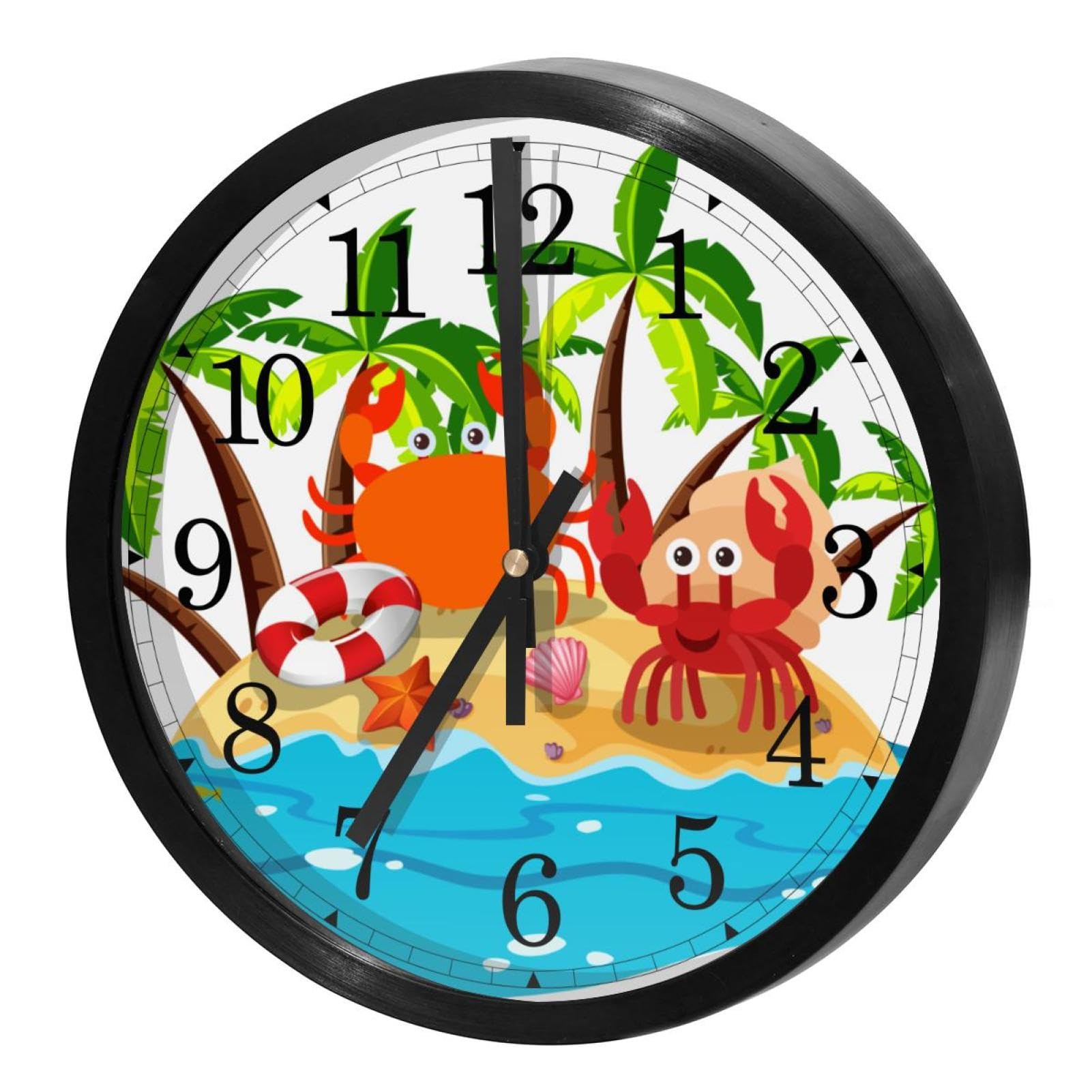 Horloge murale silencieuse à quartz haut de gamme design crabes de l'île pour bureau