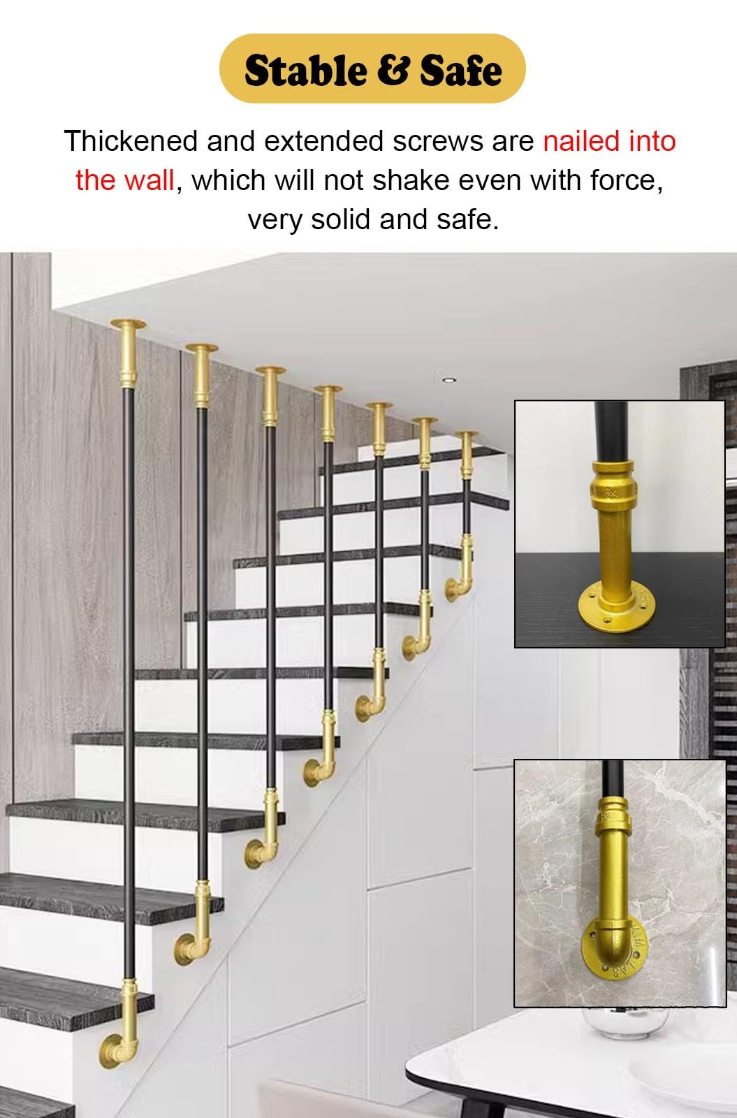 Universele trapbalusters voor vlakke en hellende trappen