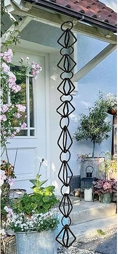 Miniatura 8 de Rain Chain Decorative Rain Chains Diamond Links, Black Aluminum Rain Catcher Chain 7ft 8ft 9ft 10ft, Replacement Downspout for Gutters, Water
