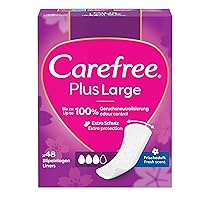 Carefree Salviette Plus Plus con anima migliorata, profumo fresco, tasso di assorbimento tre taglia L, extra largo, confezione da 48 pezzi
