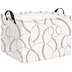 HIYAGON Rectangular Baseball Basket Kids Baby Nursery Storage Basket for Boys Baseball Room Decor Cute Toy Storage Organizer Bins Bedroom(Baseballs)