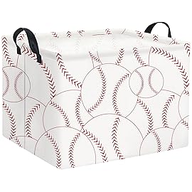 HIYAGON Rectangular Baseball Basket Kids Baby Nursery Storage Basket for Boys Baseball Room Decor Cute Toy Storage Organizer Bins Bedroom(Baseballs)