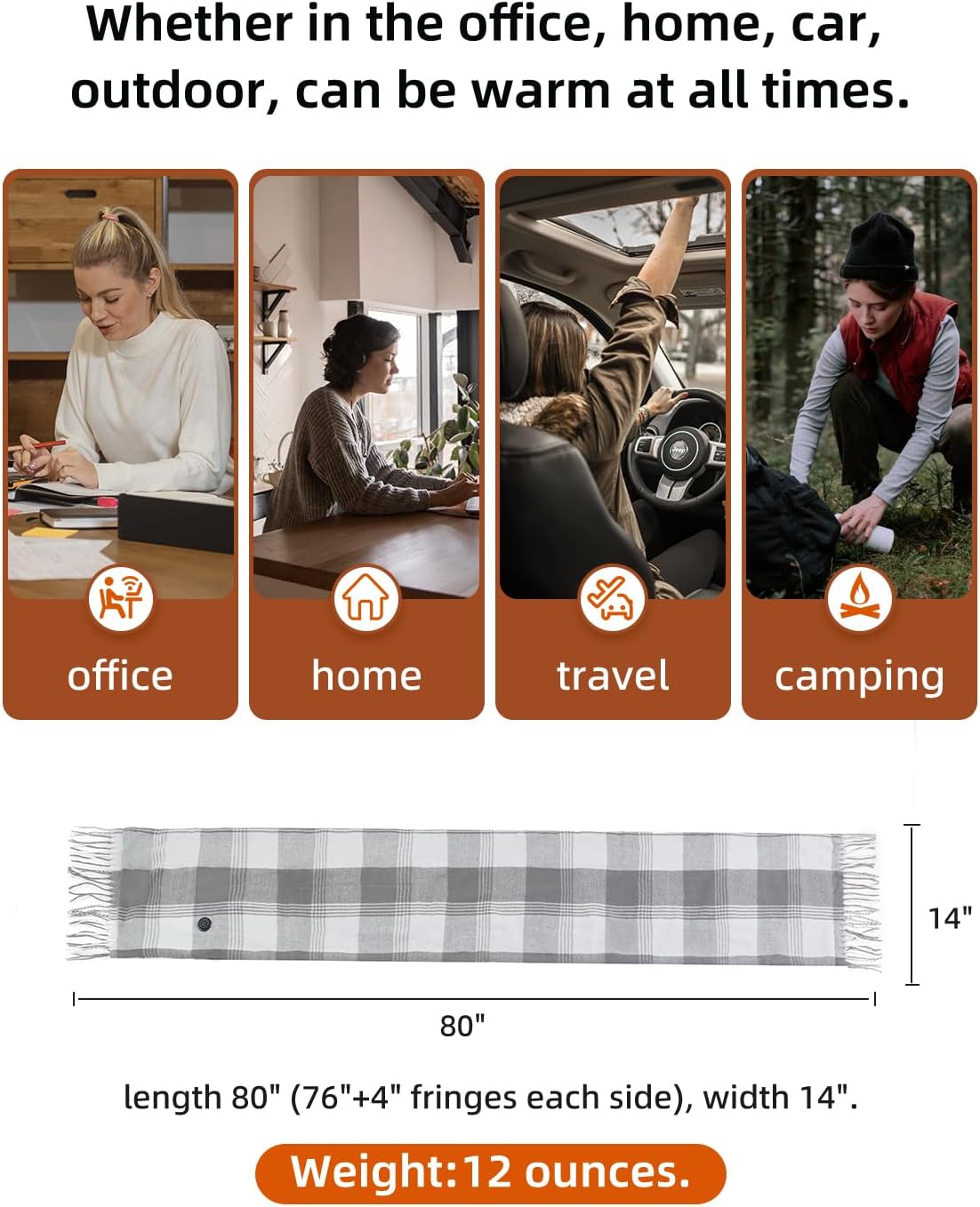 Heated Scarf for 3 Temperature Settings Electric Heating Scarf with Battery - Image 4