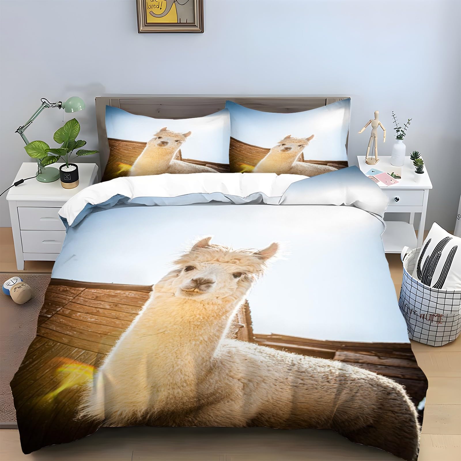 Housse de Couette 200x200 Motif Alpaga pour Créer une Chambre Cocooning