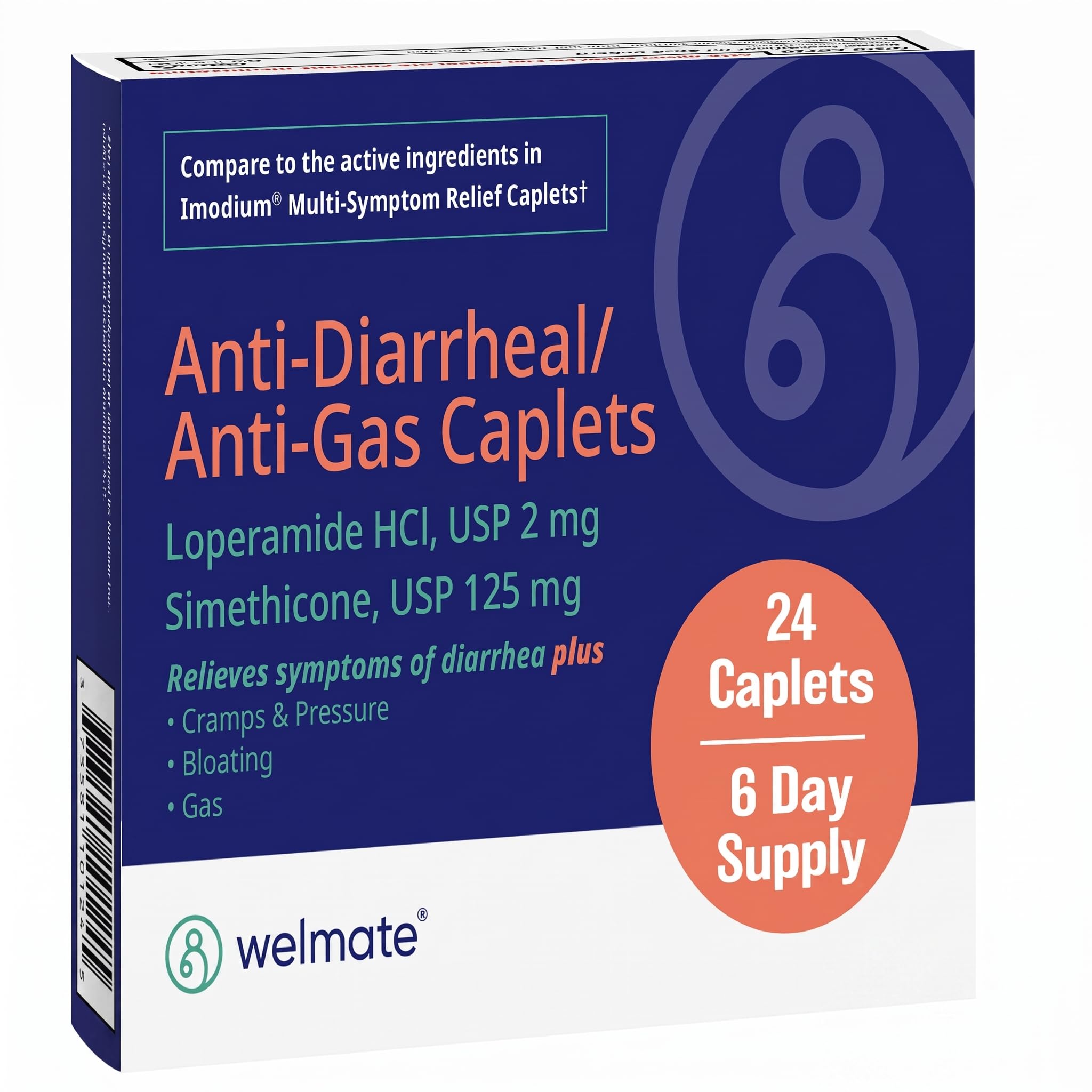 WELMATE Loperamide HCl 2mg Anti Diarrhea Caplets, 48 Ct (2 Pack of 24) — Amazon image 7