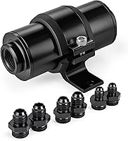 EVIL ENERGY 10 Micron Inline Fuel Filter with 6AN 8AN 10AN Adapters & 50mm Bracket - Universal Aluminum for Cars Trucks