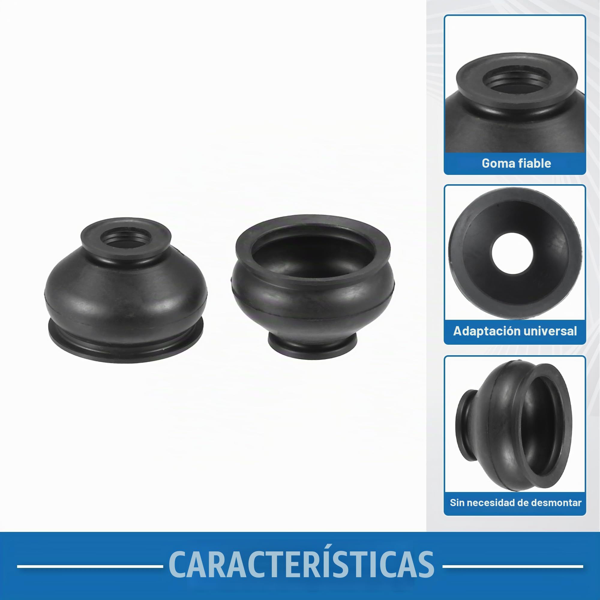A ABSOPRO Bota De Articulación De Bola Negra 6 Piezas Para Coche Goma | Material: Goma, Color: Negro, Tamaños: 11Mm, 21Mm, 35Mm, 27Mm, Uso: Universal Para Coche, Reemplazo Directo