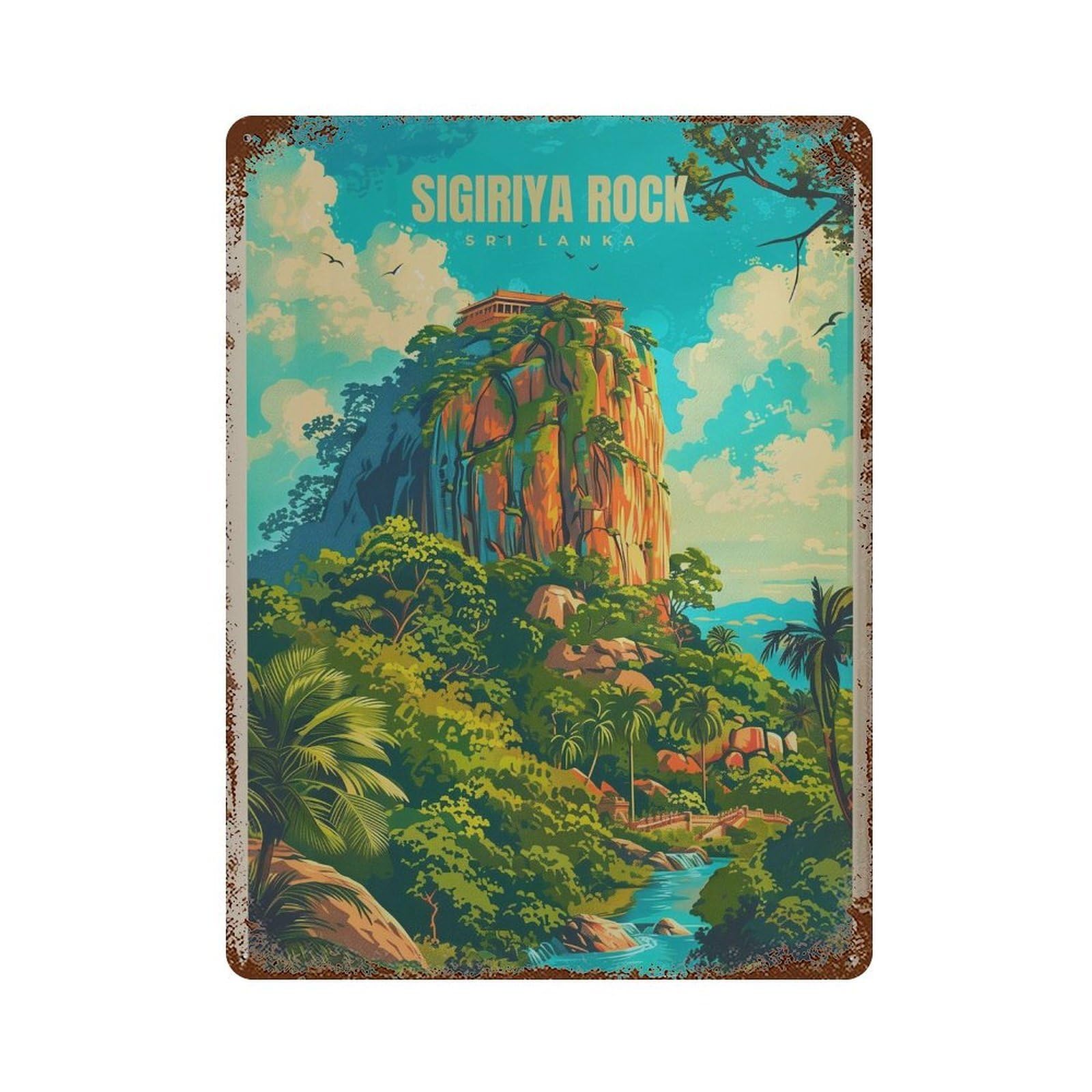 xiaoxiaoshen Sigiriya Rock Travel Sri Lanka Wall Decor Art Metal Tin Poster Modern Home Decor Art Home Bar Shop Decorations Vintage Sign 40x30cm