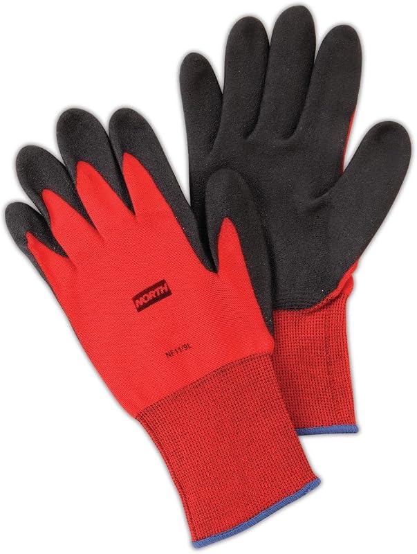 Honeywell North by Honeywell NF11/8M NorthFlex Red NF11 Foamed PVC Palm Coated Gloves, Nylon, Size 8, Black/Red (Pack of 12)