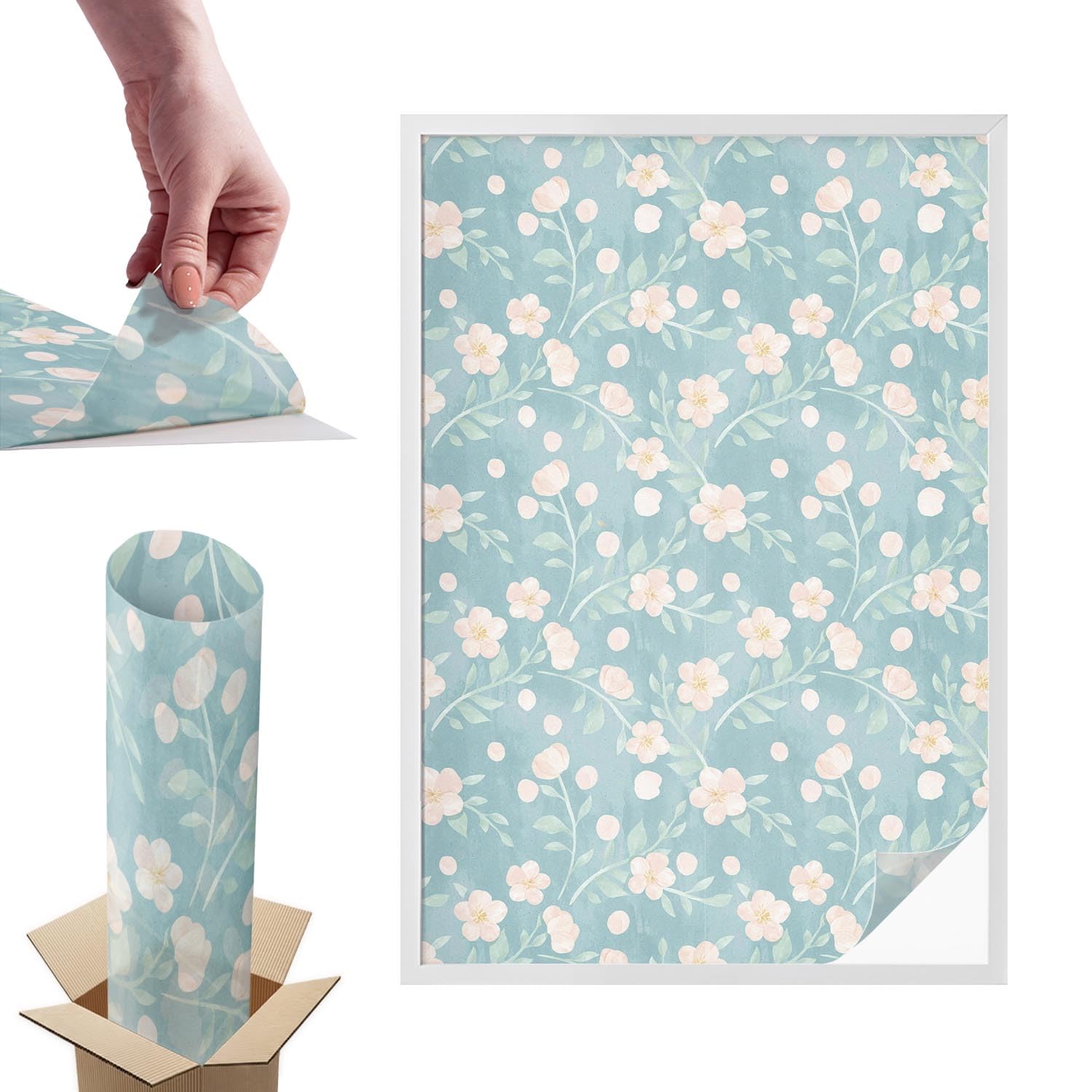 Film dépoli pour vitre 100x146 décoratif anti-UV aux fleurs pastel pour votre cuisine ou bureau
