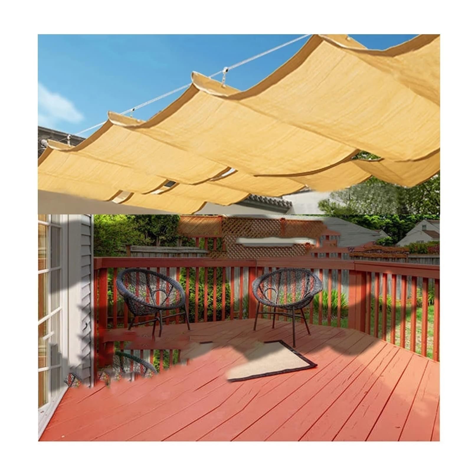 Ausziehbare Pergola-Schattenabdeckung, strapazierfähige Wellen-Ersatz-Sonnensegel für Allwetter-Gebrauch, flexible Anpassung, Anti-Aging, langlebig (B: 1 m x L: 3 m)