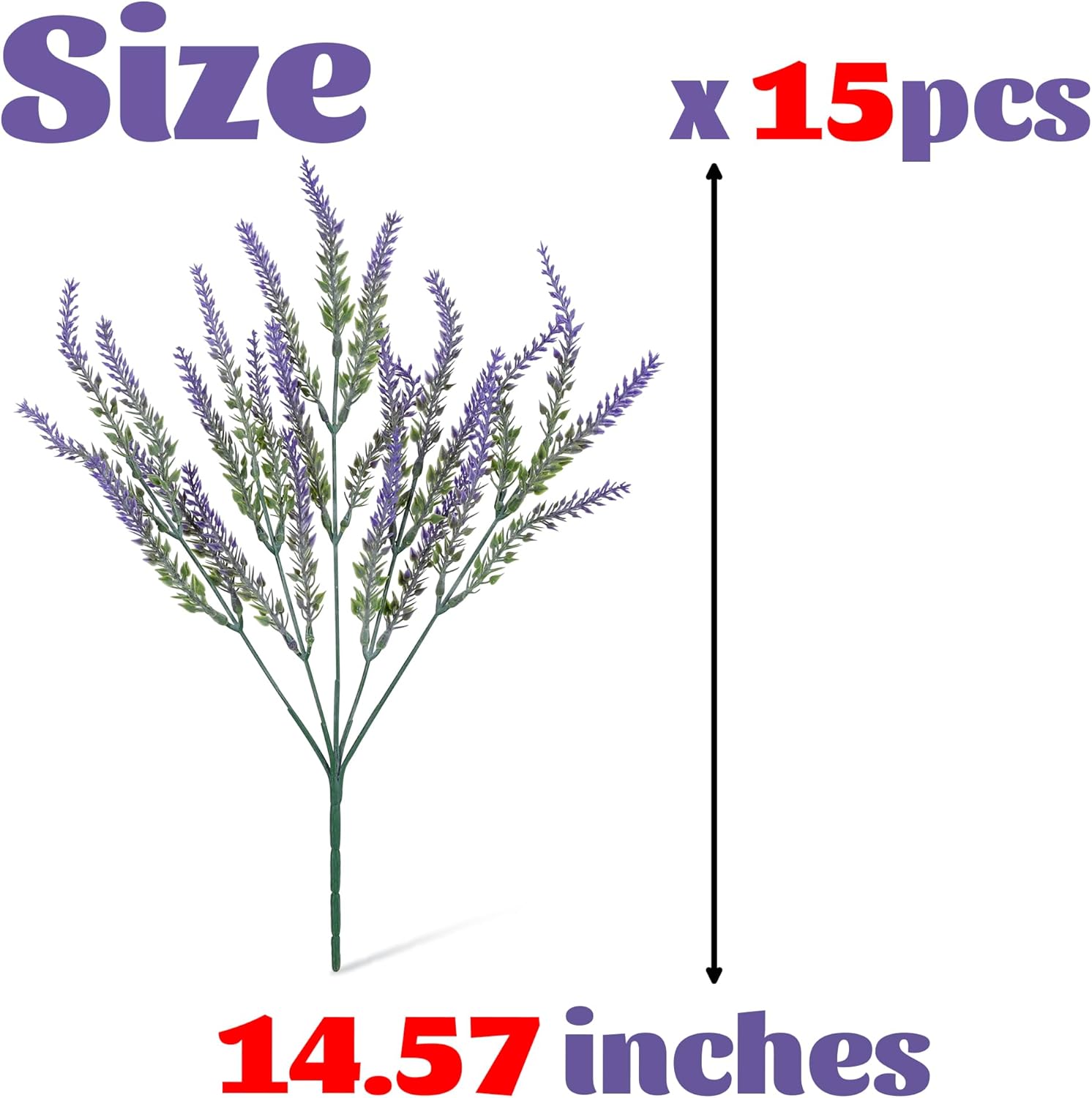 15 Bundles Artificial Lavender Outdoor Flowers Fake Plastic Purple Flower Outside UV Resistant for Home Kitchen Wedding Indoor Outdoor Decor - Image 2