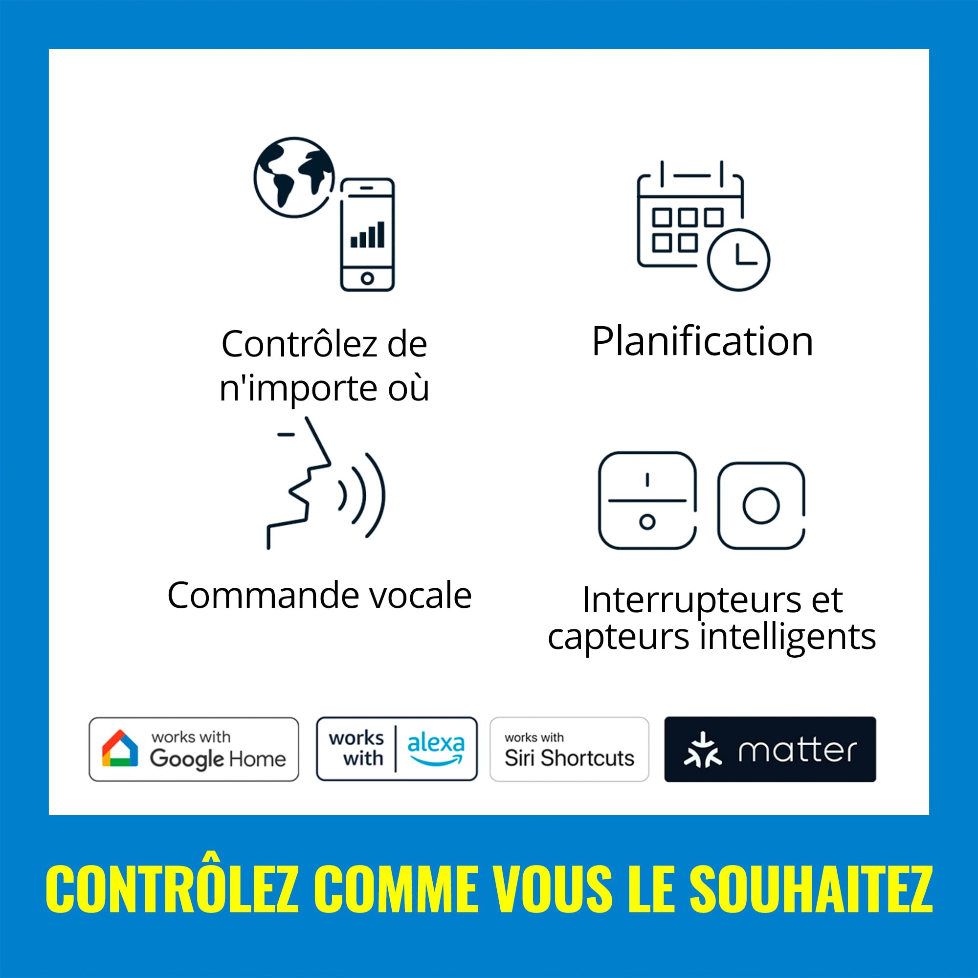 WiZ Ampoule en verre LED intelligente GU10 - Remplacement GU10 50W, nuances de blanc, Wi-Fi/Bluetooth, commande vocale/application, fonctionne avec Google Home, Alexa et HomeKit, pack de 3