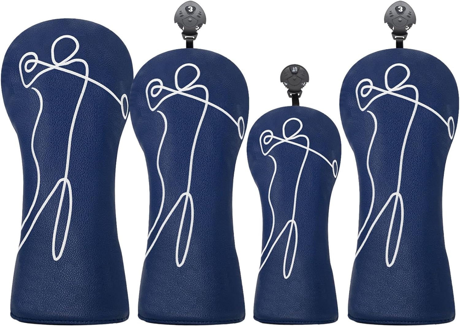 Jugaoge Modern Outline Golf Head Cover Sturdy PU Protective Sleeve Practical Accessory Fits Driver Fairway Wood